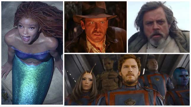 Clockwise from left: The Little Mermaid (Screengrab: YouTube), Raiders Of The Lost Ark (Screengrab: Disney); Star Wars:The Last Jedi (Screengrab: Disney+), Guardians Of The Galaxy Vol. 3 (Screengrab: Disney)