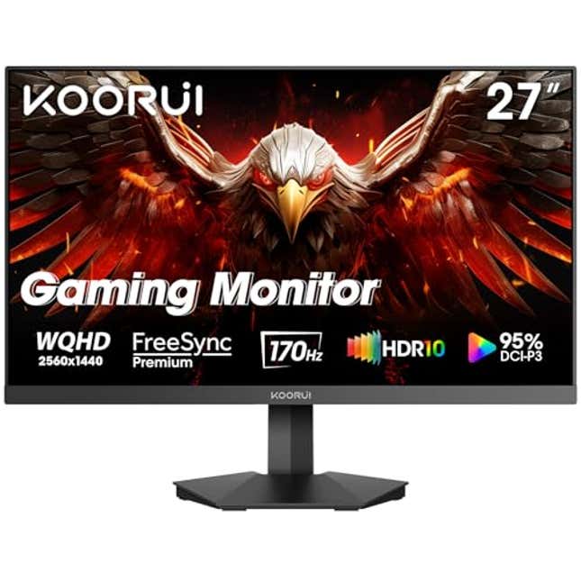 Image for article titled KOORUI 27” WQHD (2560 x 1440p) Gaming Monitor 170Hz (Supports 144Hz), Now 28.46% Off