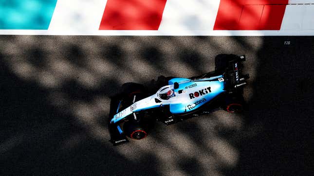 George Russell of Great Britain driving the (63) Rokit Williams Racing FW42 Mercedes on track during practice for the F1 Grand Prix of Abu Dhabi at Yas Marina Circuit on November 29, 2019 in Abu Dhabi