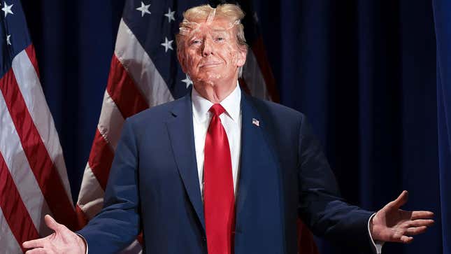 Image for article titled Vaseline-Covered Trump Reverses TikTok Stance After Getting Into Skincare