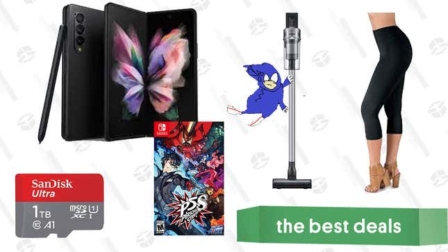 Image for article titled Thursday&#39;s Best Deals: Samsung Galaxy Z Fold3, Samsung JetStick, 1TB SanDisk microSD Card, Satina Leggings, Persona 5 Strikers, and More