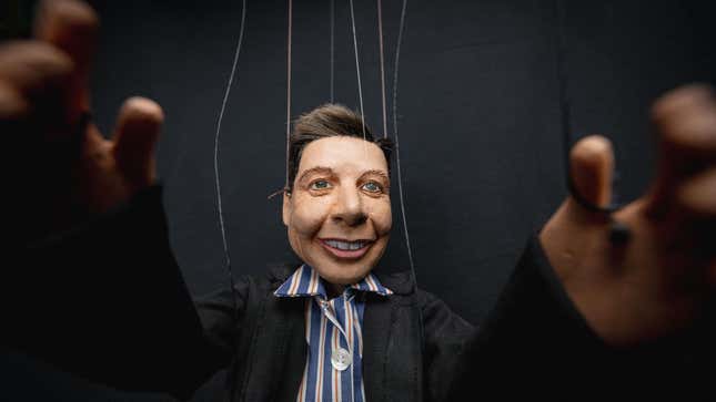 : Puppet maker Cagdas Cakmak, who has created many special designs from real characters to fantastic characters, designs the puppet of Elon Musk, the owner of companies; Tesla, SpaceX and X, after 20 days of work in Ankara, Turkiye on September 1, 2024.