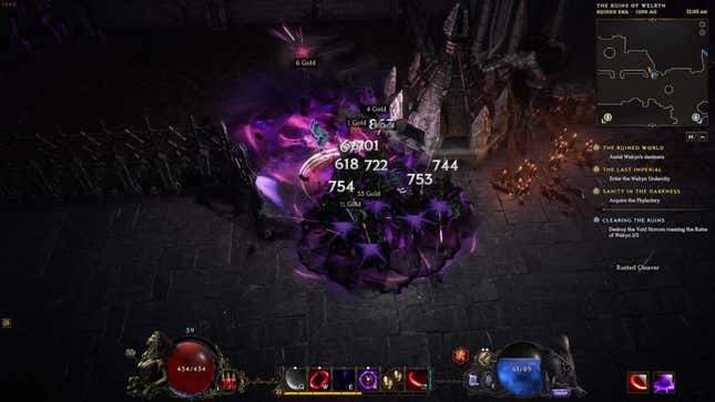 A void slam attack from the Sentinel in Last Epoch.