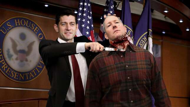 Image for article titled Paul Ryan Slits Auto Mechanic’s Throat To Kick Off GOP Purge Of Working Class