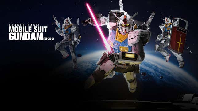 Three giant robots pose over Earth