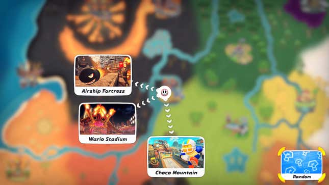 An online track selection screen, with the random option highlighted.