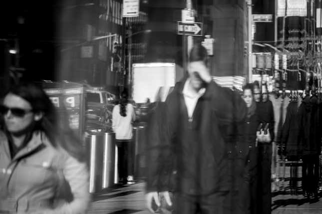 Pedestrians in midtown Manhattan.