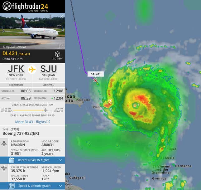 Were You On This Delta Plane That Flew Into Hurricane Irma? (Updated)