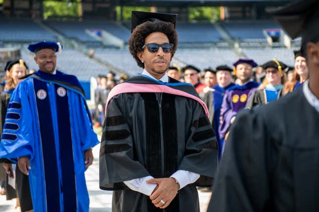 Chris “Ludacris” Bridges receives honorary degree during the 2022 Georgia State University Commencement Ceremony at Center Parc Credit Union Stadium at Georgia State University on May 04, 2022 in Atlanta, Georgia. (Photo by Derek White/Getty Images)