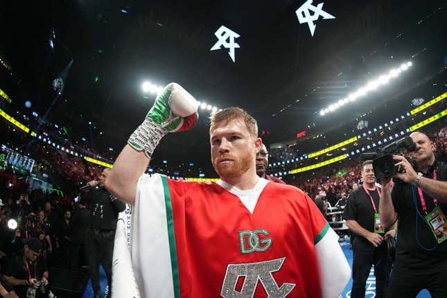 Sep 17, 2022; Las Vegas, Nevada, USA; Canelo Alvarez (red trunks) and Gennadiy Golovkin (white trunks) box during a middleweight championship bout at T-Mobile Arena.