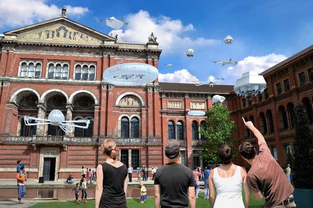 A rendering of Drone Aviary at the London Design Festival