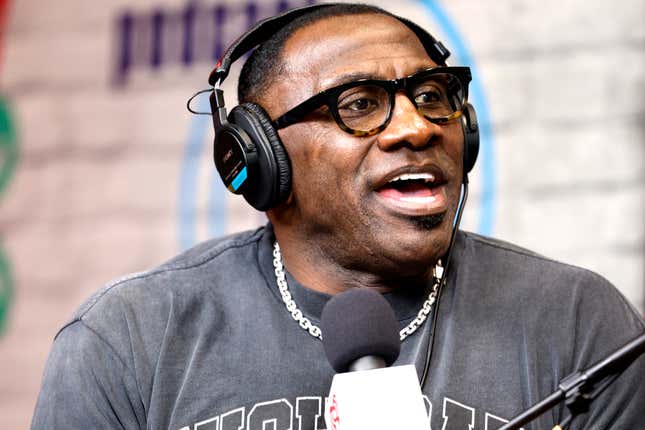Shannon Sharpe est vue sur le plateau de The NFL Network le long de Radio Row le 5 février 2025 à la Nouvelle-Orléans, en Louisiane.