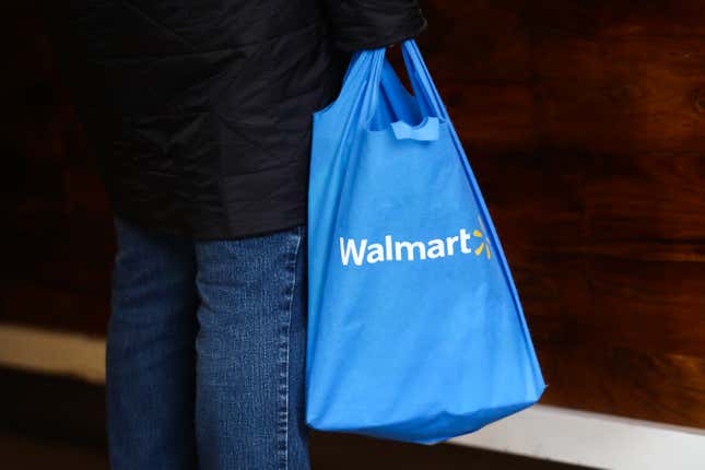 Walmart shopping bag in Krakow, Poland. 