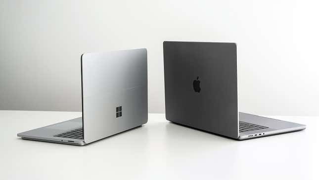 A Surface Laptop Next to a MacBook