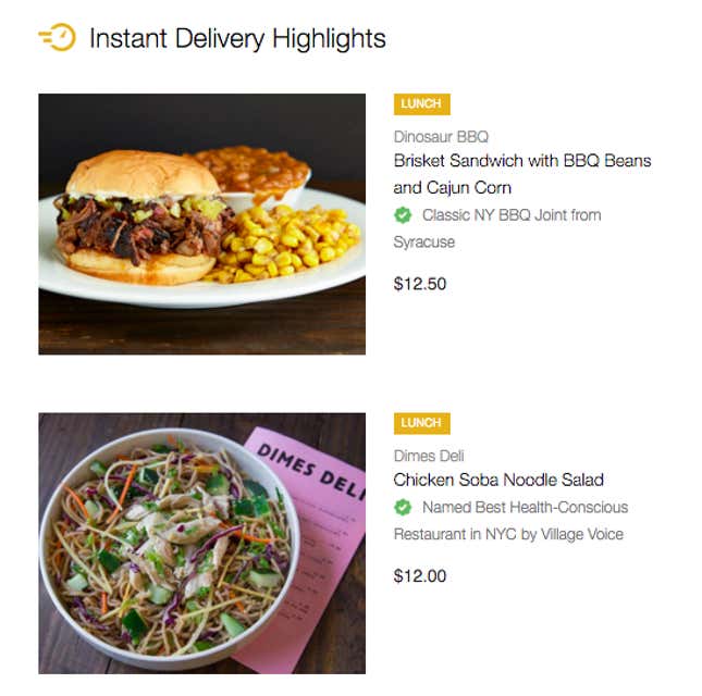 Image for article titled Uber is killing off its instant food delivery option in New York City