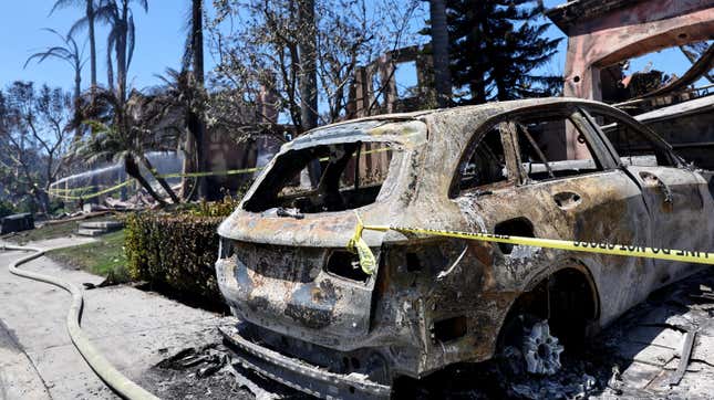 A burned car is seen on May 12, 2022 in Laguna Niguel, California.
