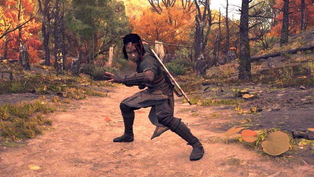 Naoe performing a heavy strike in Assassin’s Creed Shadows