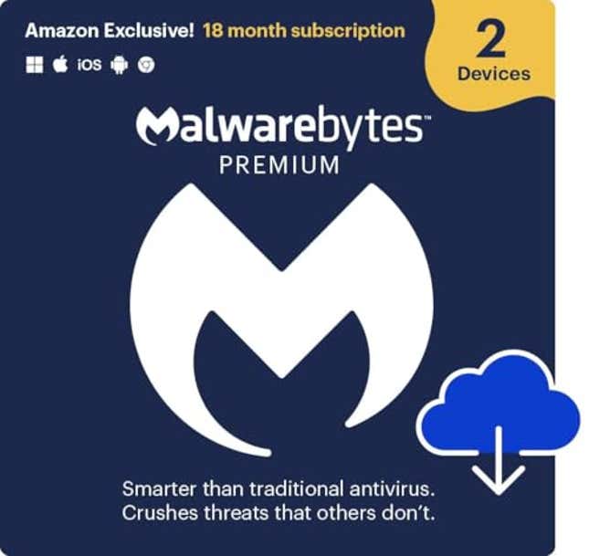 Image for article titled Malwarebytes Premium | Amazon Exclusive | 18 Months, Now 38% Off