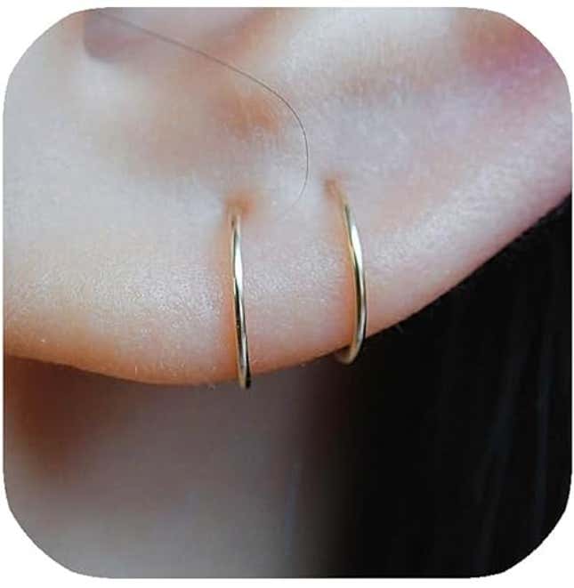 Image for article titled 14K Gold Filled Small Hoop Earrings for Cartilage Nose, Now 15% Off