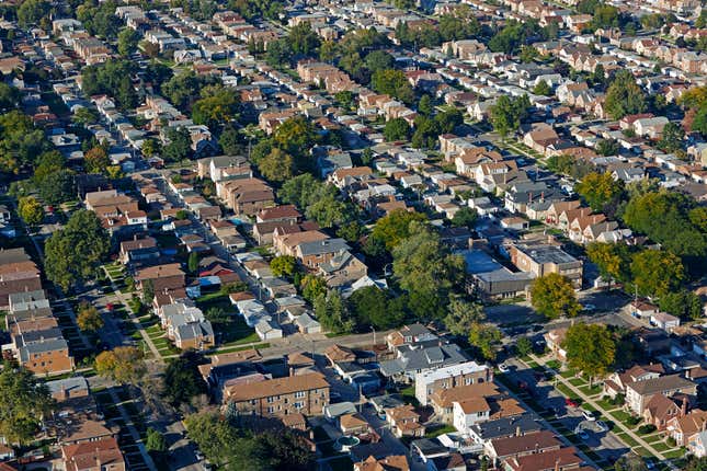 Suburban housing in Chicago, Illinois.