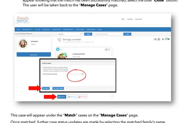 This image shows part of the user guide for Adoption-Share&#39;s Family-Match software in Florida, Georgia and Virginia dated April 2023. An Associated Press investigation found that Adoption-Share&#39;s tool – among the few adoption algorithms on the market in 2023 – has produced limited results in the states where it has been used, according to the organization’s self-reported data that AP obtained through public records requests from state and local agencies. (AP Photo)