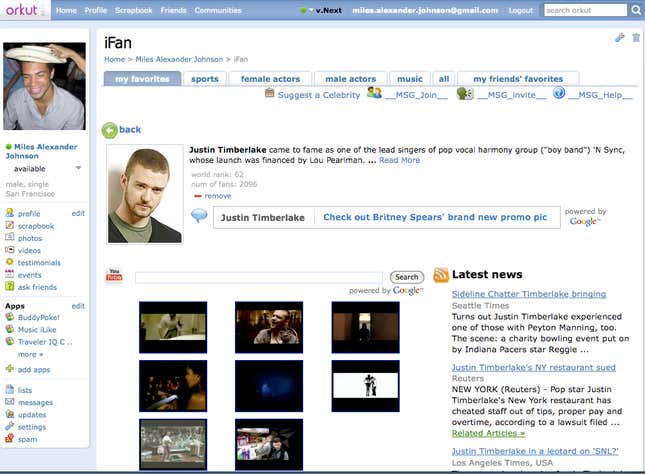 Orkut in happier times.