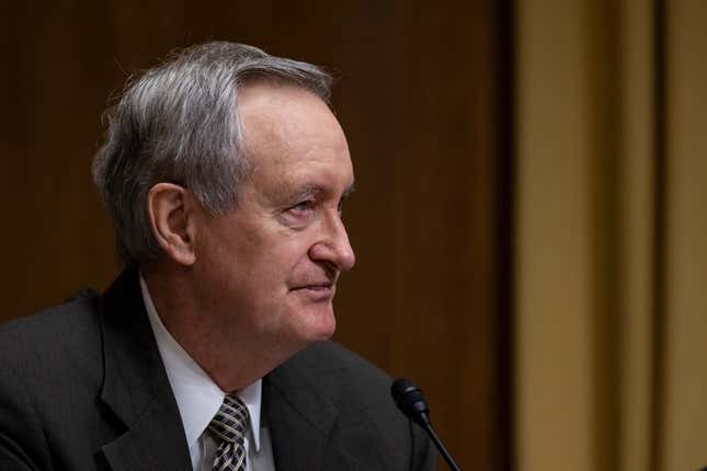 Sen. Michael Crapo (R-ID) speaks at the Senate Finance Committee hearing  at the US Capitol on February 25, 2021 in Washington, DC.