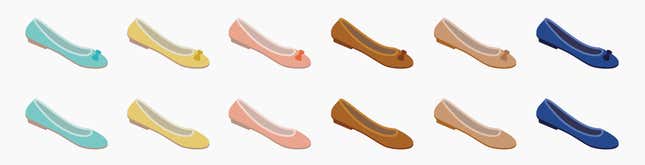 Image for article titled A humble blue ballet flat is challenging the reign of the 👠 emoji