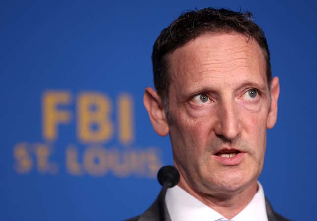 FBI Special Agent In Charge Jay Greenberg, right, speaks during a news conference Wednesday, Oct. 18, 2023, at the Federal Bureau of Investigation&#39;s St. Louis field office in downtown St. Louis. Thousands of information technology workers contracting with U.S. companies have for years secretly sent millions of dollars of their wages to North Korea for use in its ballistic missile program, FBI and Department of Justice officials said. (Christine Tannous/St. Louis Post-Dispatch via AP)