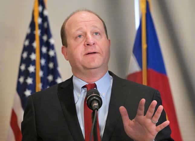 Colorado Governor Jared Polis announces a special session in the wake of Prop HH failing during a press conference at the Governor&#39;s mansion on Thursday, Nov. 9, 2023, in Denver. (RJ Sangosti/The Denver Post via AP)