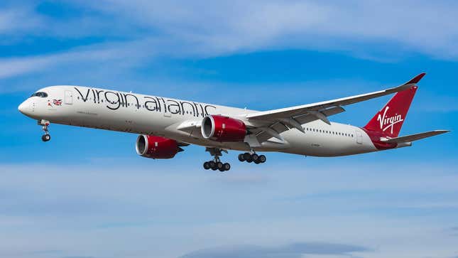 Virgin Atlantic Airways Airbus A350-1000 aircraft as seen on final approach arriving and landing at JFK John F. Kennedy International Airport in NYC, New York, USA.