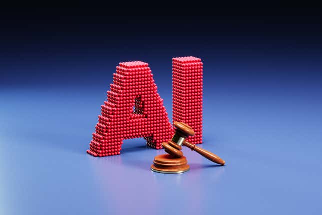 illustration of AI letters and a gavel