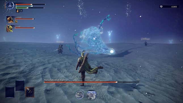 Player characters fight an amorphous being.
