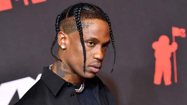 Travis Scott arrives for the 2021 MTV Video Music Awards at Barclays Center in Brooklyn, New York, September 12, 2021.