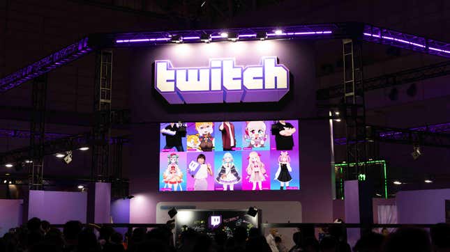 مقطع Twitch شوهد في معرض طوكيو للألعاب في عام 2023.