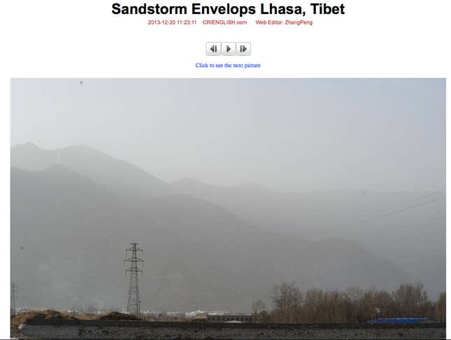 Image for article titled Tibet, once famous for blue skies, had some of the worst air in China today