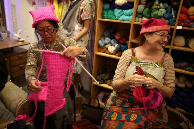 Politically charged knitting circles.
