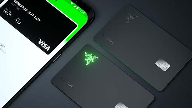 Image for article titled Razer&#39;s Dumb Light-Up Visa Card for Gamers Is Proof This Timeline Is Cursed