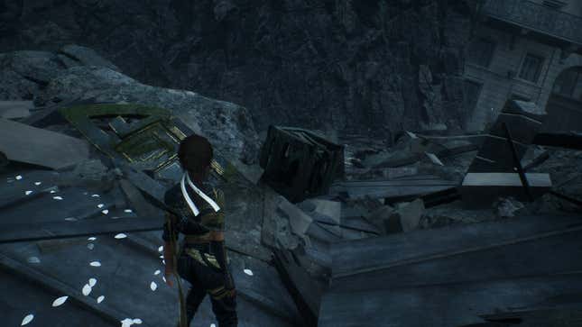 Sciel stands around some broken objects.