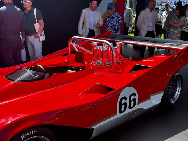 A red Lotus 66 limited edition can-am cart is debuted at The Quail