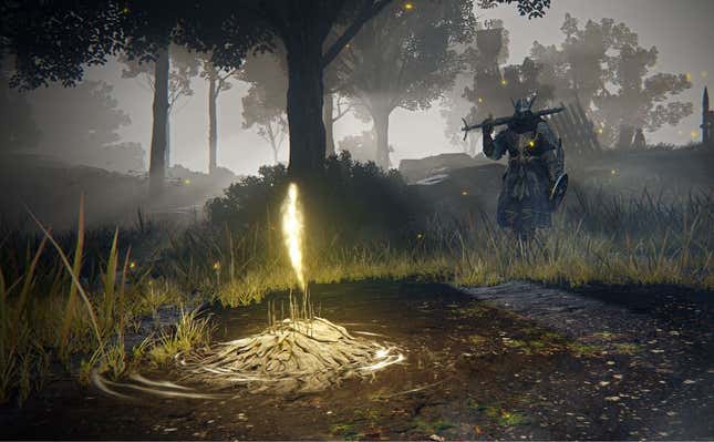 A character stands before a site of grace in Elden Ring Nightreign.