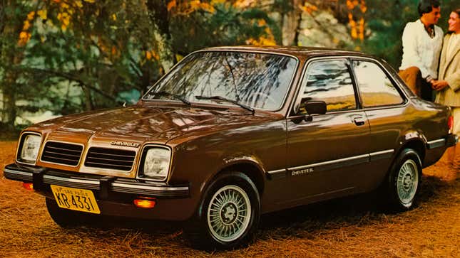 A brown Chevrolet Chevette sedan. 