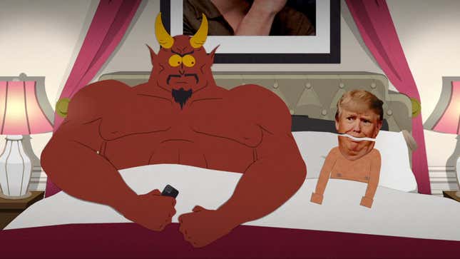Trump in bed with Satan.
