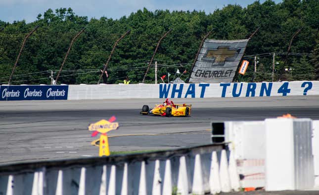 Ryan Hunter-Reay drives by Turn 3 at Pocono.