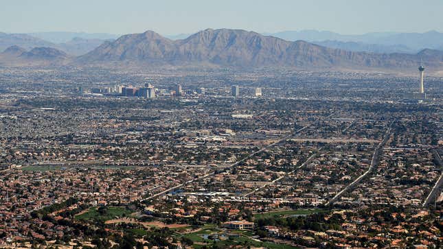 An aerial photo of Las Vegas in Nevada. 