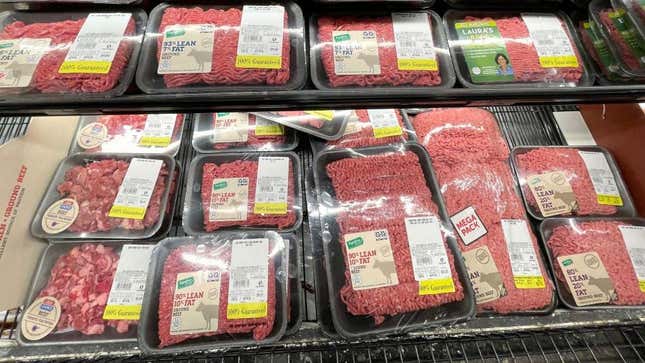 ground beef on display