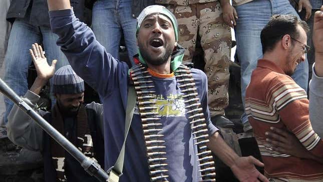 Image for article titled Voice Inside Cheering Libyan Rebel&#39;s Head: &#39;Oh, Fuck, Now What?&#39;