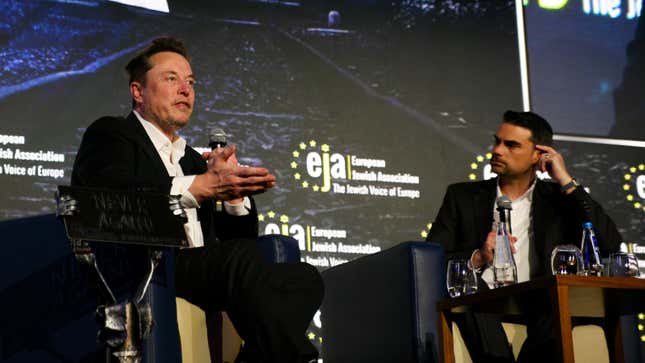 Elon Musk and Ben Shapiro on a stage together.