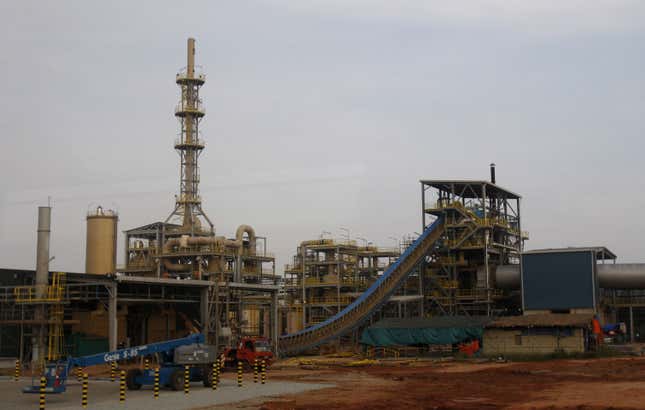 FILE - Construction vehicles are parked at the site of Lynas&#39; rare earths plant in Gebeng, eastern Malaysia, Thursday, April 19, 2012. Australian miner Lynas Rare Earths said Friday, Oct. 20, 2023, that it will temporarily shut down most of its operations in Malaysia for upgrading as it deals with a legal battle with the Malaysian government over its operating license. (AP Photo/Lai Seng Sin, File)