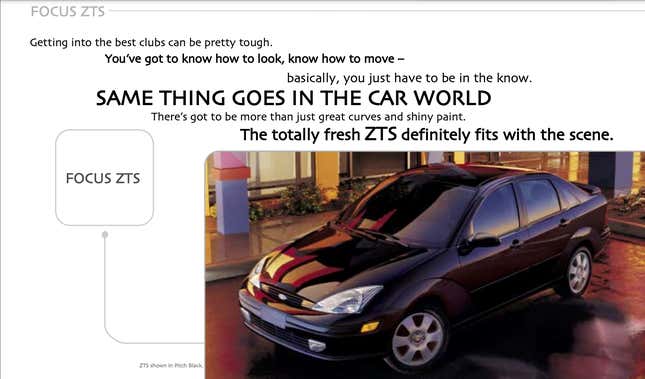 Image for article titled Ford Focus Brochures From The Early 2000s Are Full Of Cringe